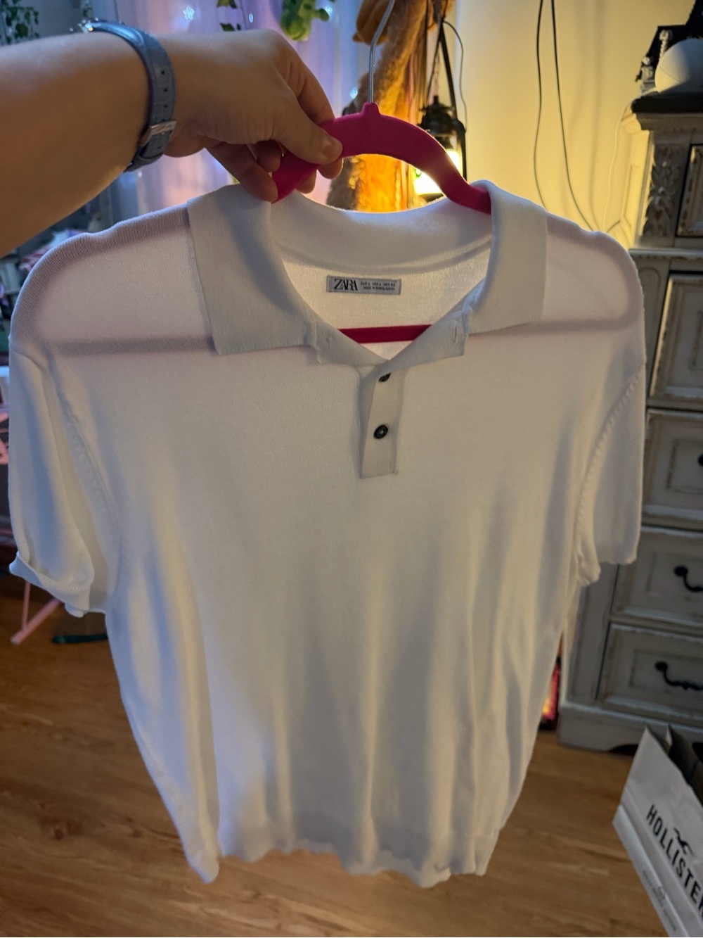 Zara Men’s White Short-Sleeve Polo